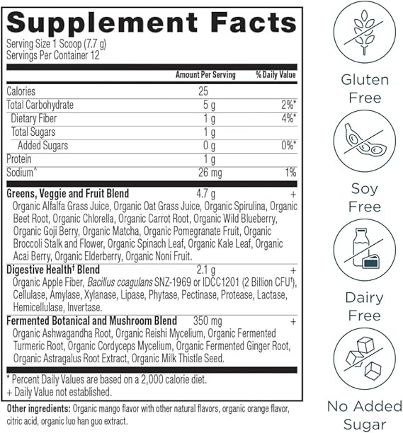 Organic Super Greens Mango Flavor